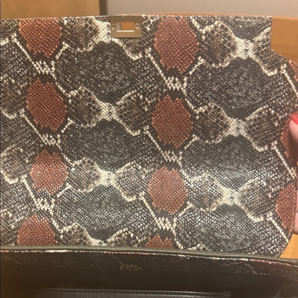 Kelly Wynne designer Olive and Python Print Satchel - Picture 8 of 13
